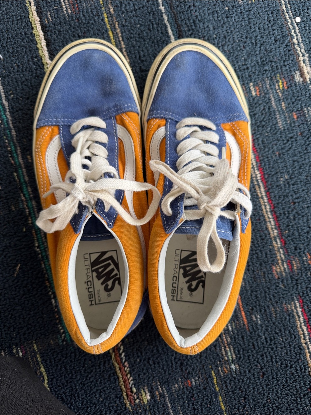 Vans Old Skool Low-Top Sneakers in Blue & Orange